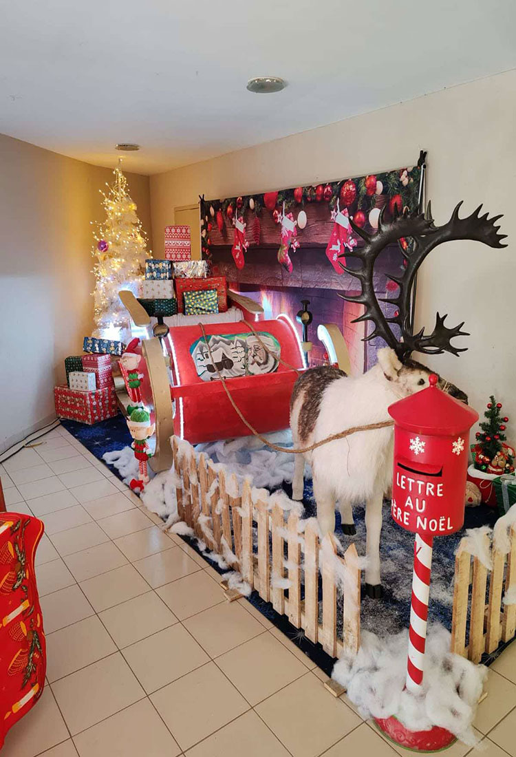 Traîneau du Père Noël pour animation et décoration de Noël